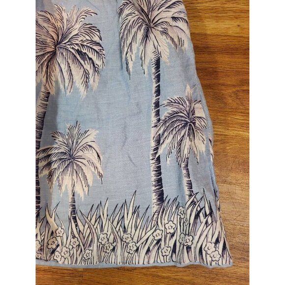 J.Crew Women's Size‎ 2 Blue Palm Tree Linen Full Skirt - Picture 2 of 4
